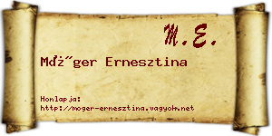 Móger Ernesztina névjegykártya